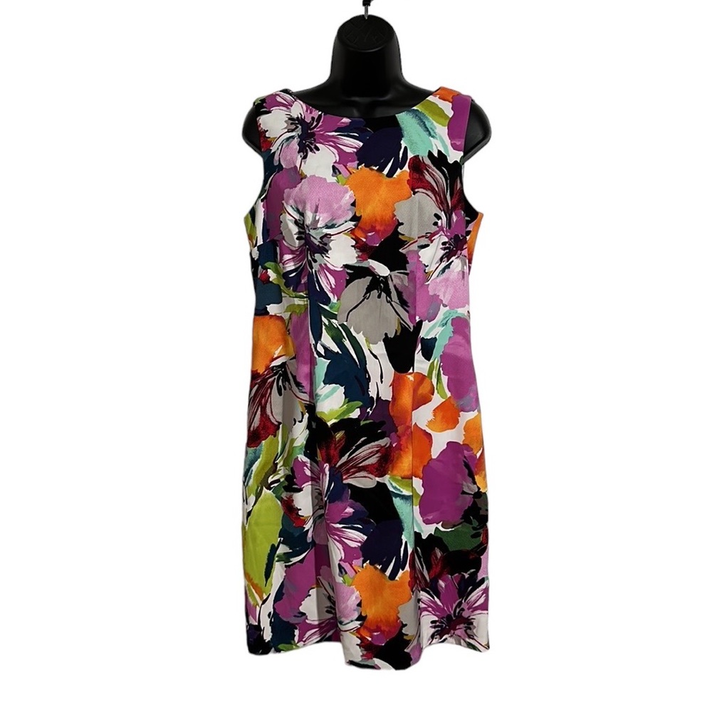 Alyx Multi-Color Floral Stretch Twill Sleeveless Midi Dress Sz 12